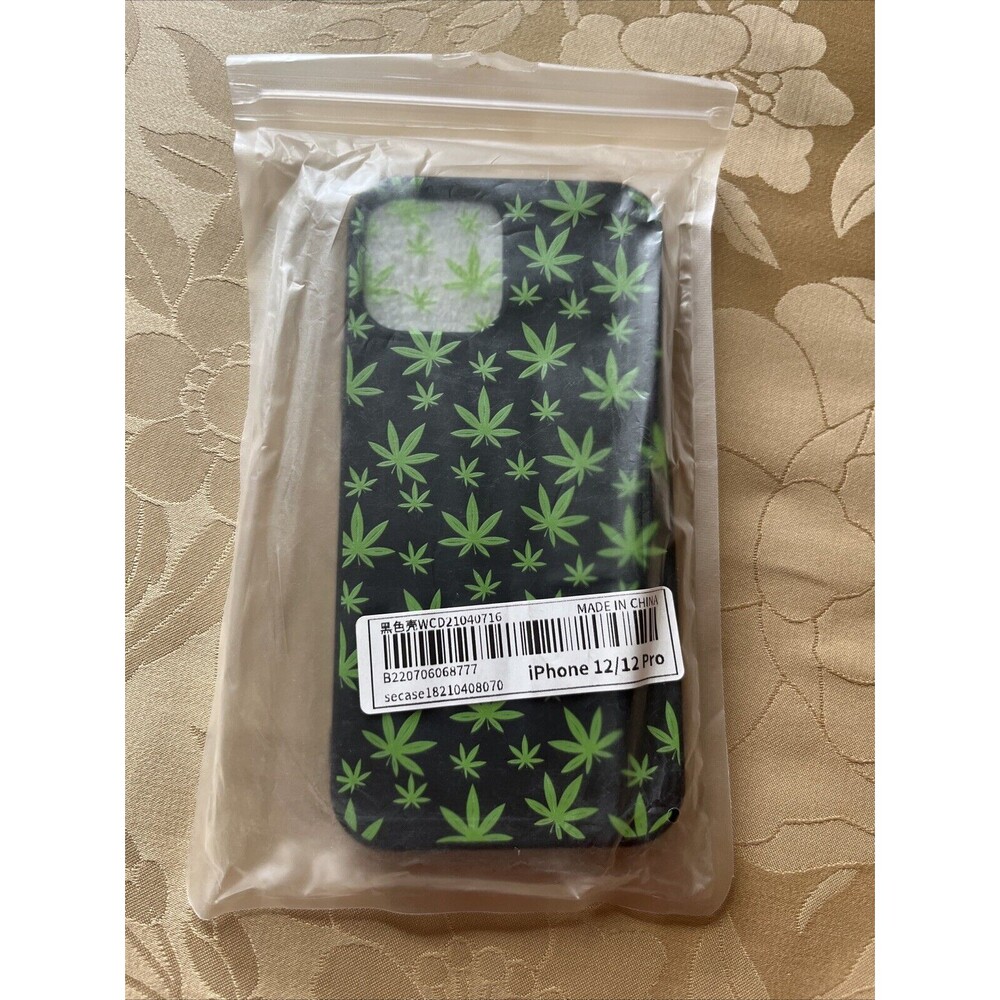 iPhone 12 Or 12 Pro Cannabis Leaf Phone Case Black & Green